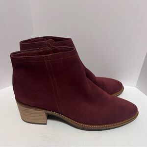 Ecco Shape Sartorelle Shoe Women US 7-83.5/38 Suede Ankle Boots-Maroon